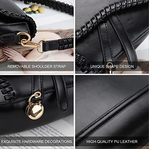 JBB Women Saddle Shoulder Bag Clutch Purse Small Crossbody Bag Satchel Bags Handbag PU Leather Black