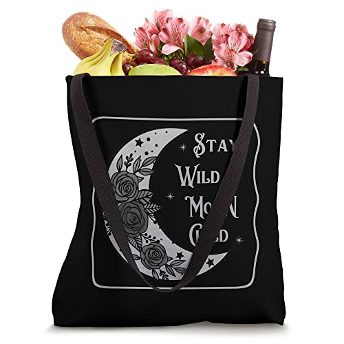 Celestial Moon Phase With Flowers - Stay Wild Moon Child Tote Bag