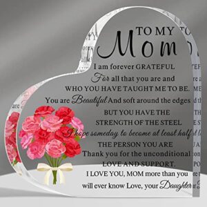 Mom Gift Birthday Gifts for Mom from Daughters Sons Meaningful Gifts for Mother Acrylic Heart Sign for Mom Mother's Day Gift