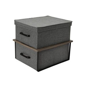 household essentials stacking storage boxes with laminate top, set of 2, ashwood