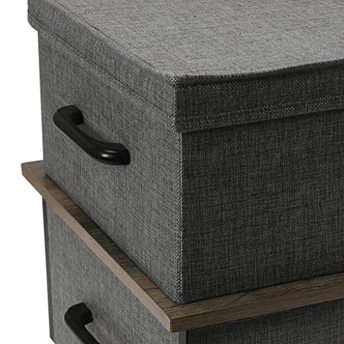 Household Essentials Stacking Storage Boxes with Laminate Top, Set of 2, Ashwood
