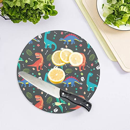 Colorful Dinosaur Pattern Cutting Board Tempered Glass Chopping Board for Kitchen Hotel