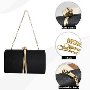 Aovtero Evening Bag Clutch Purses Women Wedding Party Bridal Handbag with Chain (Black)