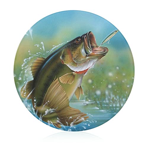 Bass Fishing Cutting Board Tempered Glass Chopping Board for Kitchen Hotel