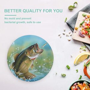 Bass Fishing Cutting Board Tempered Glass Chopping Board for Kitchen Hotel