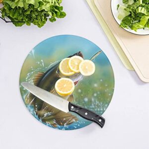 Bass Fishing Cutting Board Tempered Glass Chopping Board for Kitchen Hotel