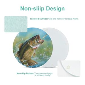 Bass Fishing Cutting Board Tempered Glass Chopping Board for Kitchen Hotel