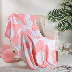 throw blankets flowers bed blankets danish pastel blanket aesthetic throw blanket breathable warm soft lightweight blanket danish pastel room decor for dormitory couch bed sofa, 60” x 52”(pink)
