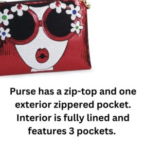 PGI Traders Pretty Woman Sequined Red Clutch | Sparkling Evening Purse for Women | Vegan Leather | Large Handbag | Detachable Shoulder Strap