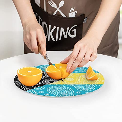 Bahamas Paisley Flag Cutting Board Tempered Glass Chopping Board for Kitchen Hotel