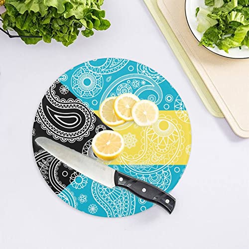 Bahamas Paisley Flag Cutting Board Tempered Glass Chopping Board for Kitchen Hotel