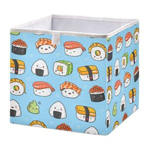 kigai foldable storage bins cube,kawaii sushi closet storage baskets for shelves storage box open storage bins or nursery shelf, closet, office 11x11x11in