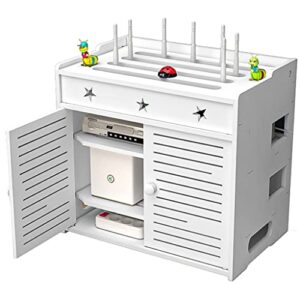 floating shelves router storage box set-top box shelf wifi router modem cable power plug wire storage boxes multi-function storage rack with door (color : white, size : 37 * 26 * 40cm)