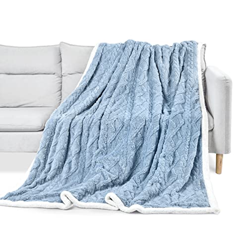 Soft Throw Blanket Double Sided, Soft Fuzzy Fluffy Cozy Blanket Plush Furry Comfy Warm Blanket for Couch Bed Chair Sofa, 50 * 60 inches