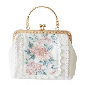 DANN Women's Vintage Handbag Chinese Embroidery Purse and Women's Bag Shoulder Bag with Chain