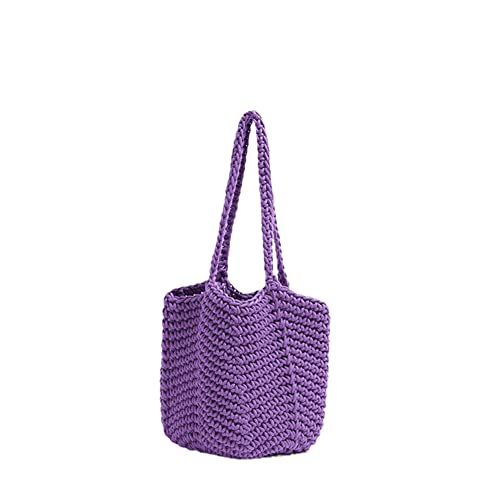 Crochet Knitting Shoulder Bags Women Bucket Eco Friendly Handwoven Handbags Simple Soft Cotton Casual Totes D