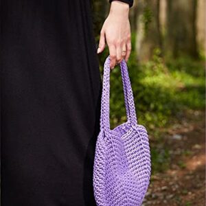 Crochet Knitting Shoulder Bags Women Bucket Eco Friendly Handwoven Handbags Simple Soft Cotton Casual Totes D