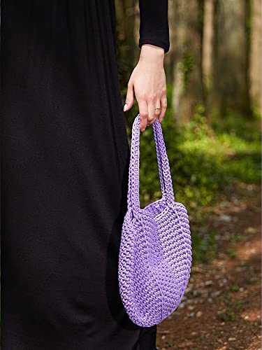 Crochet Knitting Shoulder Bags Women Bucket Eco Friendly Handwoven Handbags Simple Soft Cotton Casual Totes D