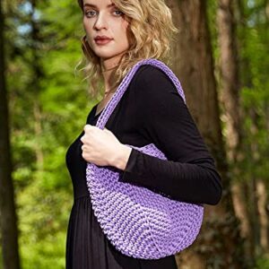 Crochet Knitting Shoulder Bags Women Bucket Eco Friendly Handwoven Handbags Simple Soft Cotton Casual Totes D