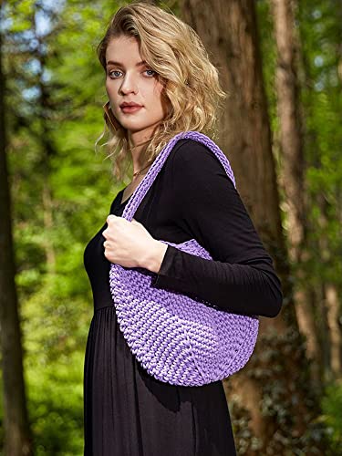 Crochet Knitting Shoulder Bags Women Bucket Eco Friendly Handwoven Handbags Simple Soft Cotton Casual Totes D