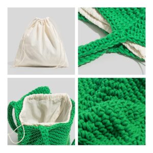 Crochet Knitting Shoulder Bags Women Bucket Eco Friendly Handwoven Handbags Simple Soft Cotton Casual Totes D