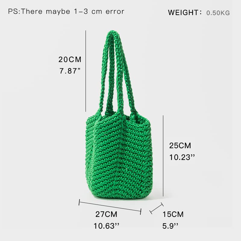 Crochet Knitting Shoulder Bags Women Bucket Eco Friendly Handwoven Handbags Simple Soft Cotton Casual Totes D