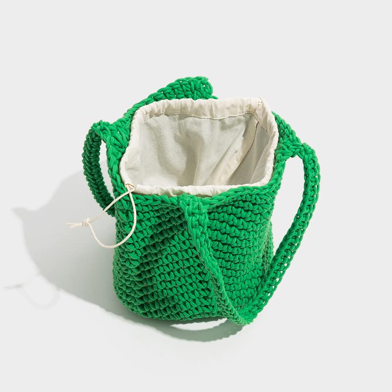 Crochet Knitting Shoulder Bags Women Bucket Eco Friendly Handwoven Handbags Simple Soft Cotton Casual Totes D