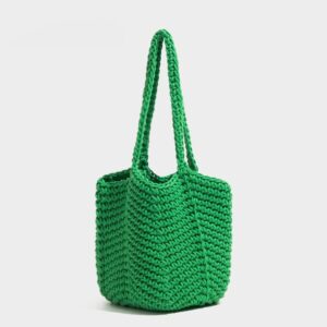 Crochet Knitting Shoulder Bags Women Bucket Eco Friendly Handwoven Handbags Simple Soft Cotton Casual Totes D