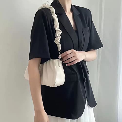Lioying White Small Shoulder Bags for women, White Chain Clutch Purses Hobo bags Dumpling Bags Crossbody Handbag Bag with Adjustable Strap for Lady Girl