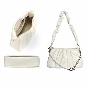 Lioying White Small Shoulder Bags for women, White Chain Clutch Purses Hobo bags Dumpling Bags Crossbody Handbag Bag with Adjustable Strap for Lady Girl