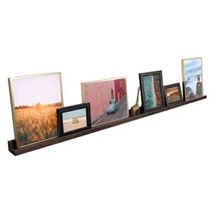 rustic state ted wall mount extra long narrow picture ledge photo frame display – 72 inch wooden floating shelf for living room office kitchen bedroom bathroom – burnt brown