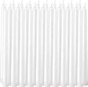 white taper candles – 30 pack unscented 10 inch dinner candle set -7-8 hours burn time – smokeless and dripless household, wedding, party, home décor candlesticks