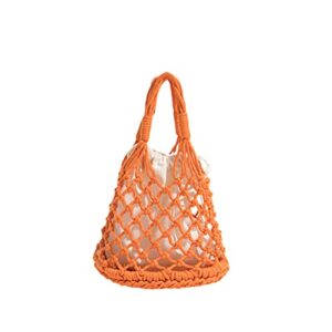 Casual Hollow Crochet Women Handbags Hand Bags Handmade Woven Summer Beach Bag Small Tote Bali Female Purses Orange l