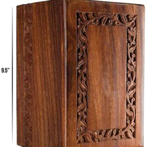 Cremation Urn for Human Ashes Adult Male Female - Wooden Urn Box and Casket for Men Women Child - Burial Urn for Adults with Velvet Bag (Rosewood)