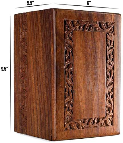 Cremation Urn for Human Ashes Adult Male Female - Wooden Urn Box and Casket for Men Women Child - Burial Urn for Adults with Velvet Bag (Rosewood)