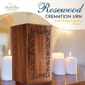 Cremation Urn for Human Ashes Adult Male Female - Wooden Urn Box and Casket for Men Women Child - Burial Urn for Adults with Velvet Bag (Rosewood)