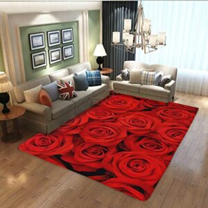 aidoxy area rug, red rose anti-slip mat area rug runners floor soft rug for kitchen bedroom living room bathroom girls room decor, vintage farmhouse decor 19.6″x31.5″