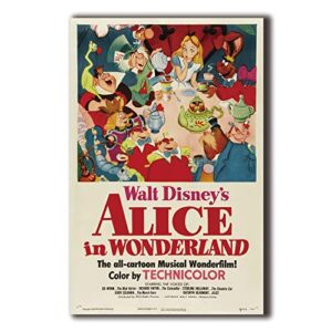 xihoo alice in wonderland movie poster 1951 vintage cartoon poster for home decor wall art 11x17inch (28x43cm) frameless gift