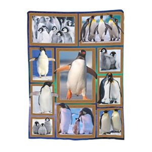 penguin blanket throw blanket flannel fleece blanket soft fuzzy lightweight blanket for sofa bedroom couch 60″x50″