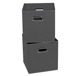 nieenjoy fabric storage bins cubes ,foldable storage cubes bins organizer baskets with dual handles for home container set of 2,(grey)