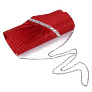 Women's Evening Bags, Shoulder -Handed Bags Bride Bridesmaid Wedding Dress Bag (Color : Red, Size : 9.05 * 3.93inch)