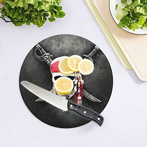 Pirate Skull Cutting Board Tempered Glass Chopping Board for Kitchen Hotel