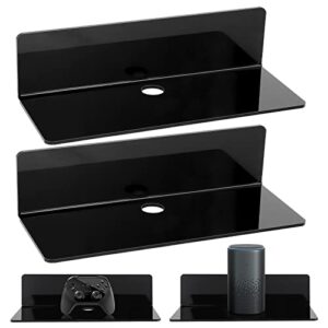 digheigg acrylic floating shelves, small wall shelves display shelf for wall decor storage organizer, for bathroom kitchen home, 2 pack, black