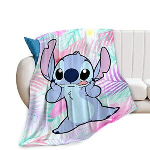 stitch blanket stitch gifts for girls stitch throw blanket for kids women adults cartoon flannel fleece blankets for couch bed sofa 40″x50″