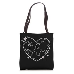 world heart, valentine earth tote bag