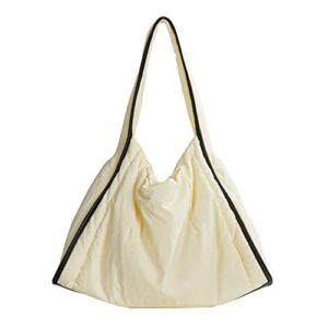 ROROANCO Hobo Women's Large size Casual Shoulder bag with Multiple Pocket (Ivory)