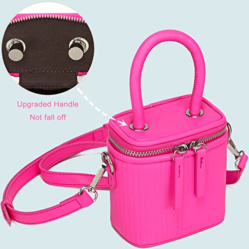 HIYOLALA Cute Mini Purses for Women, Trendy Mini Crossbody Bag with Removable Strap (Hot Pink)