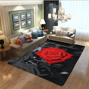 aidoxy large farmhouse rug farmhouse decor, romantic rose black white red painting abstract mat area rug home decor non-slip crystal floor polyester mat 19.6×31.5inch