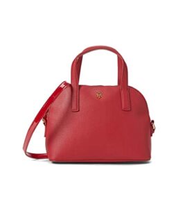 tommy hilfiger marissa ii convertible satchel with gifting hangtag pebble pvc tommy red one size