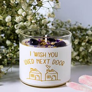 Lavender Crystal Candles, POSOWEL Lavender Soy Candle - I Wish You Lived Next Door - Best Friend, Friendship Gifts for Women, Mothers Day, Birthday Gifts for Friends Mom Wife